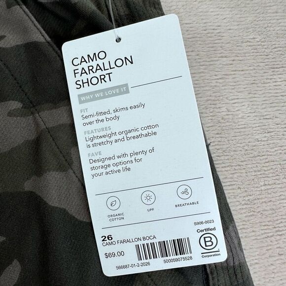 Athleta Shorts Women’s 26 Camo Farallon Shorts Cotton Drawstring‎ Running Yoga - Picture 5 of 10